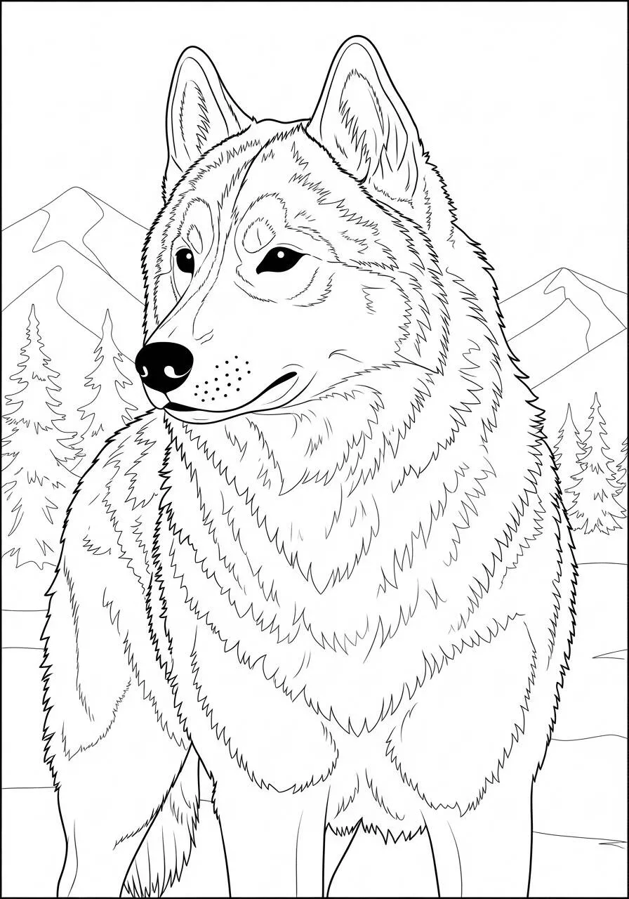Desenho de Cachorro Lobo para Colorir