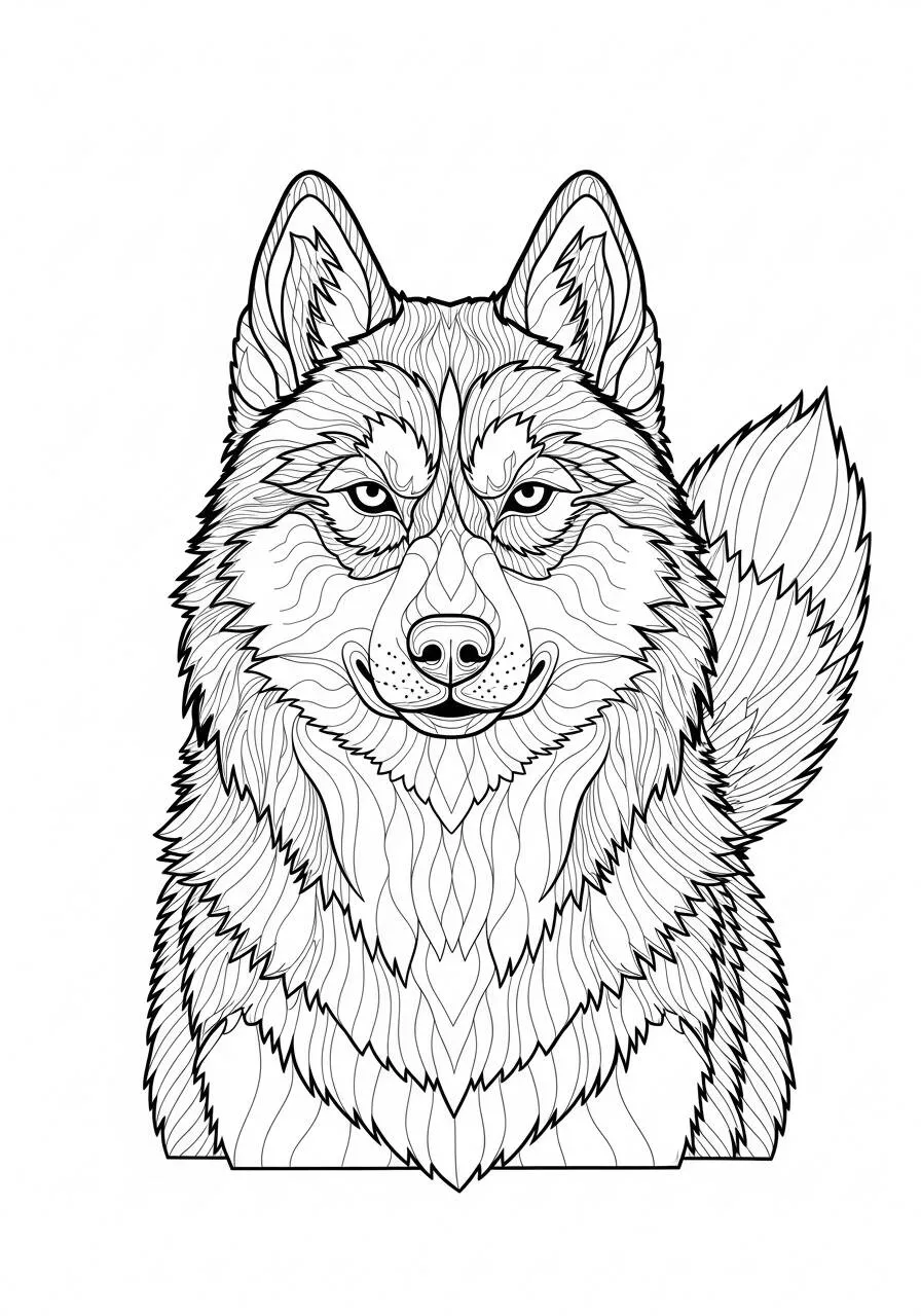 Desenho de Cachorro Husky Siberiano para Colorir