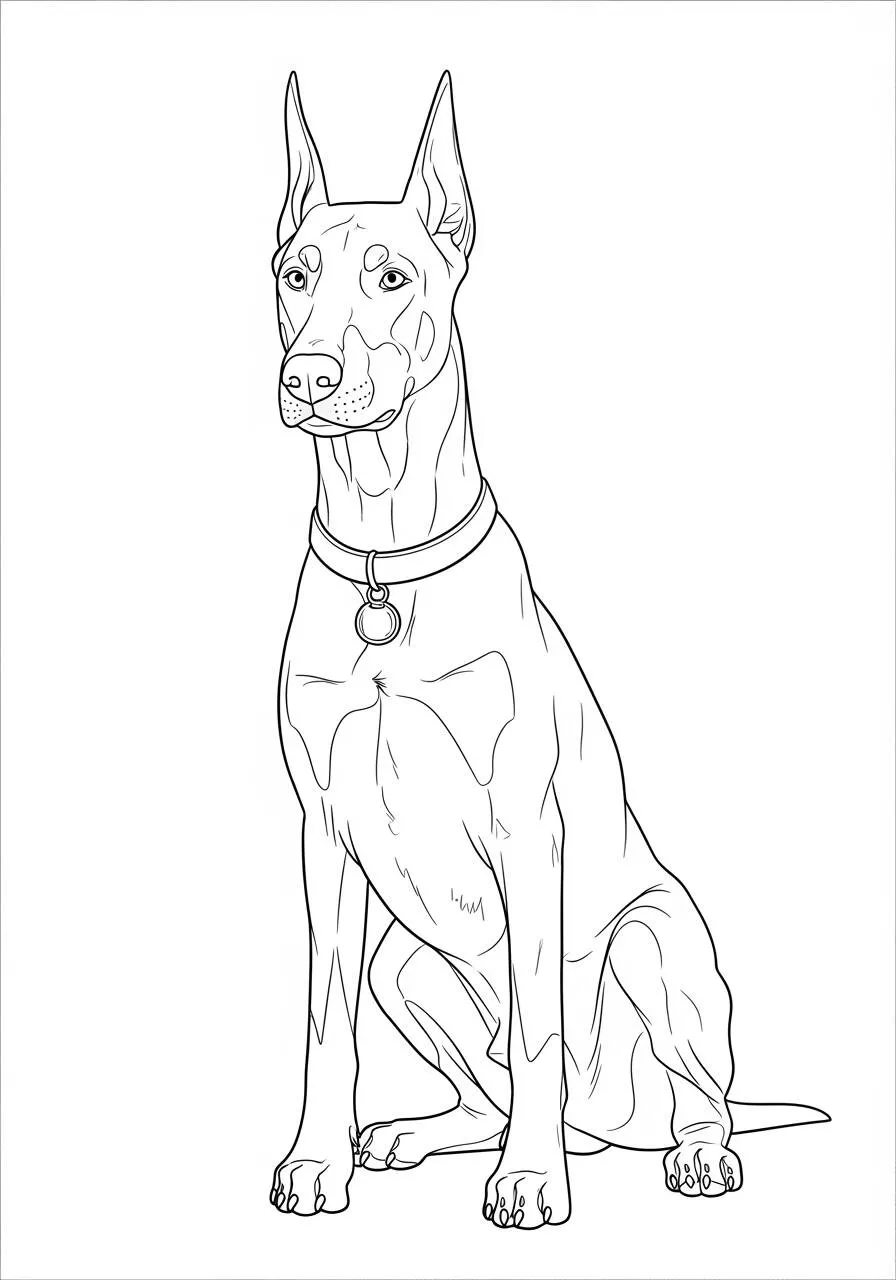 Desenho de Cachorro Doberman para Colorir