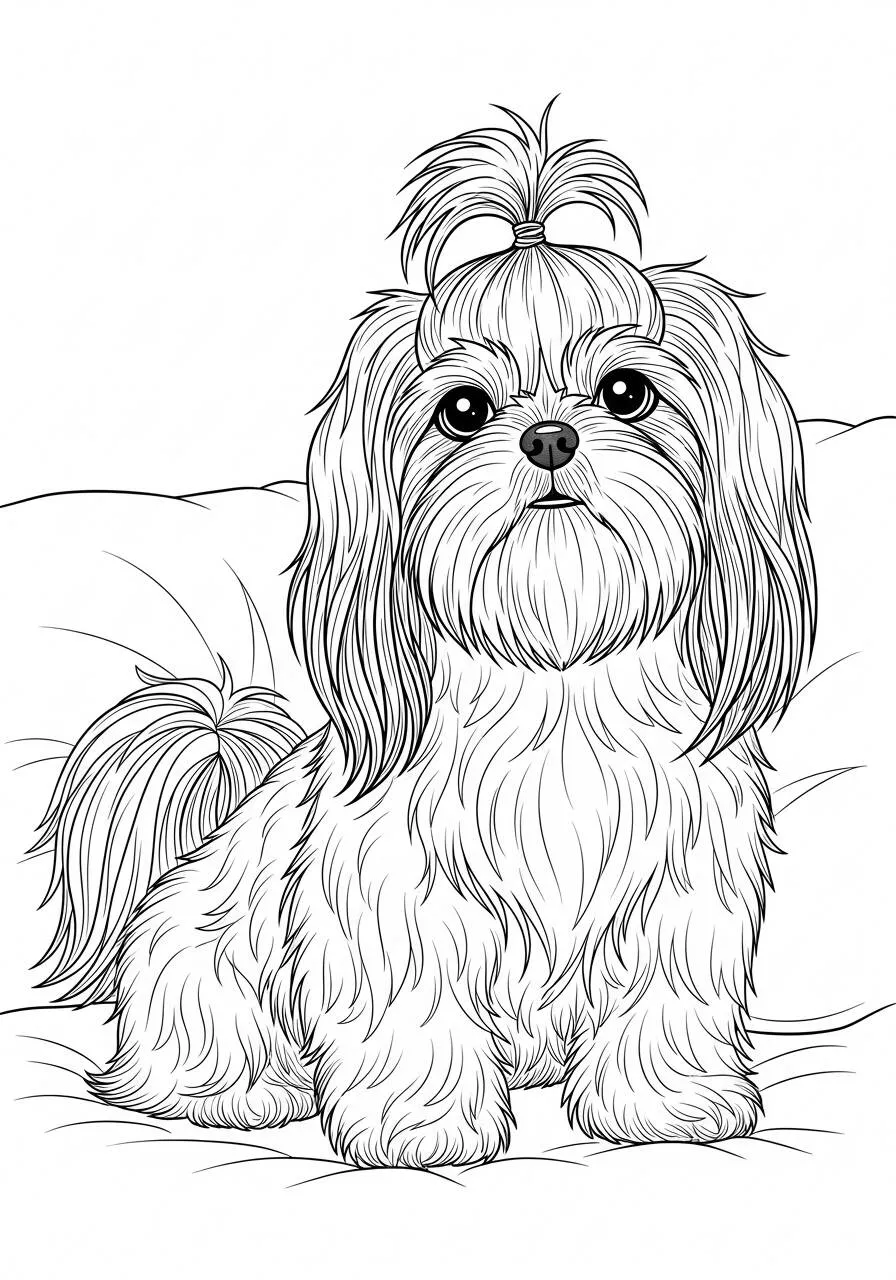 Desenho de Cachorrinho Maltês Fofo para Colorir