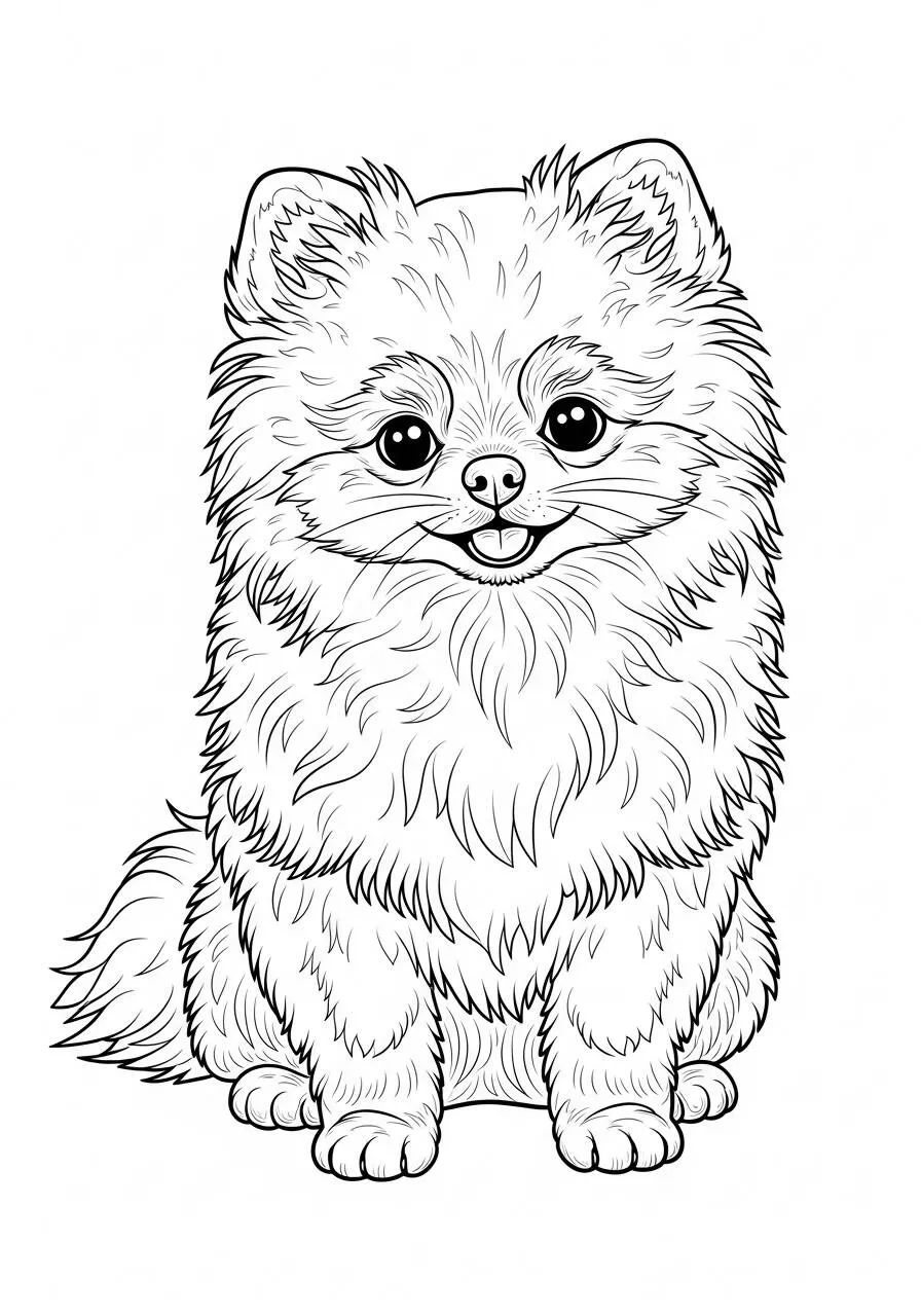 Desenho de Cachorrinho Pomerânia Fofo para Colorir