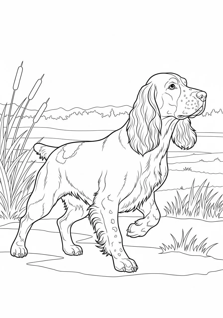 Desenho de Cachorro Springer Spaniel para Colorir