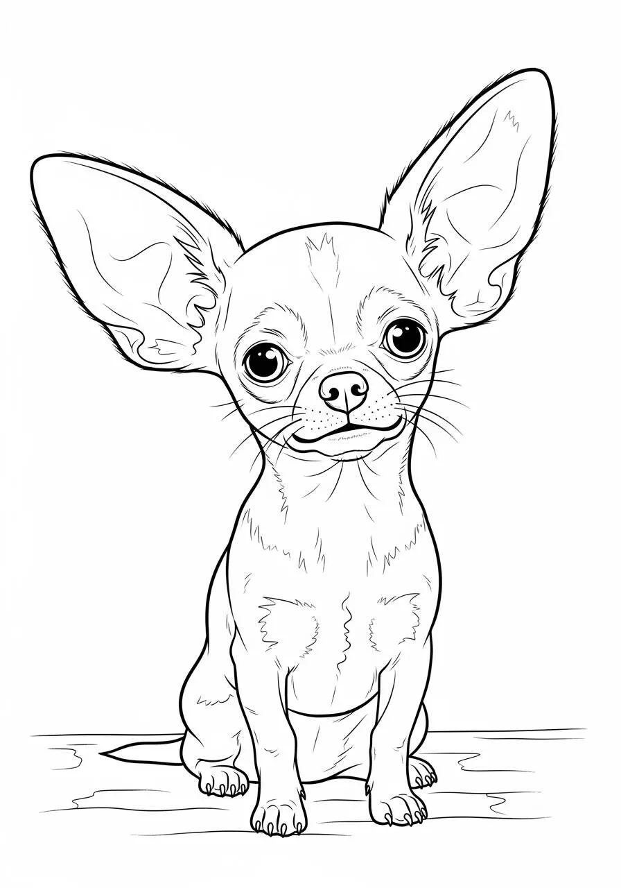 Desenho de Cachorro Chihuahua Fofo para Colorir