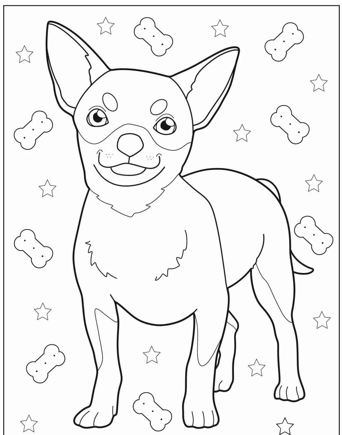 Desenho de Cachorro Chihuahua Fofo para Colorir