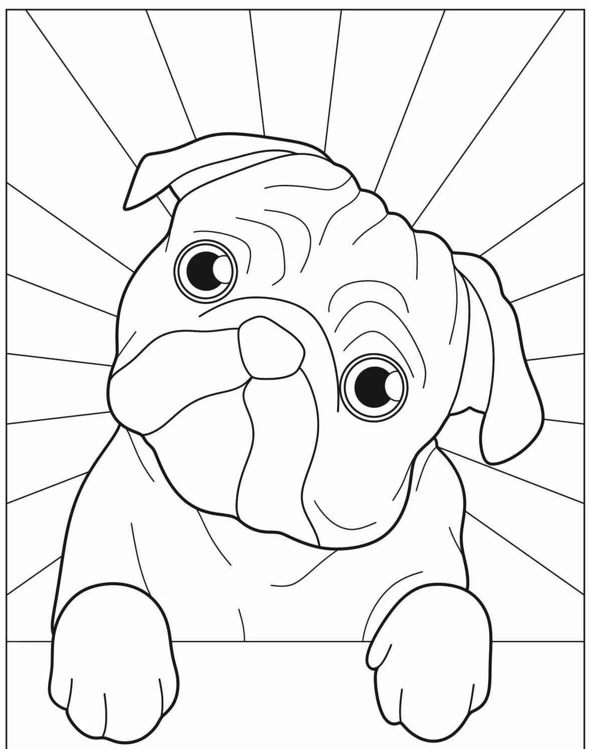 Desenho de Cachorro Pug Fofo para Colorir