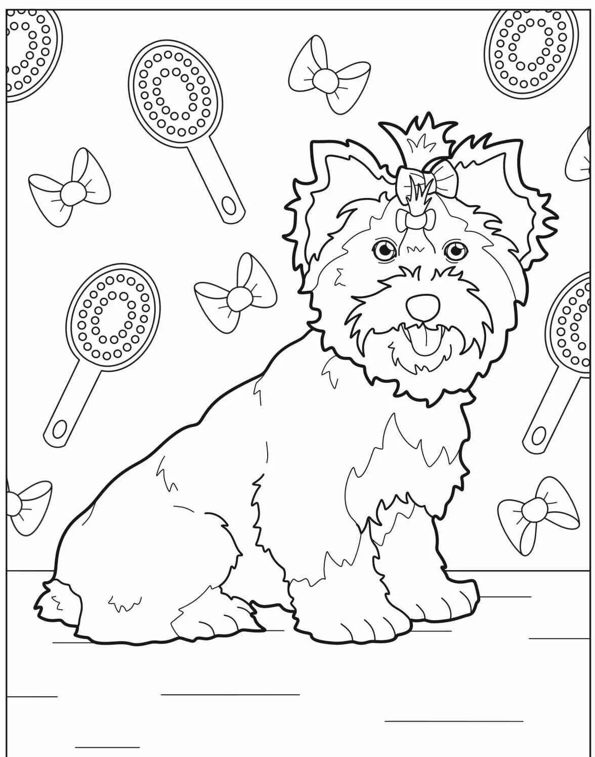 Desenho de Cachorro Yorkshire Fofo para Colorir