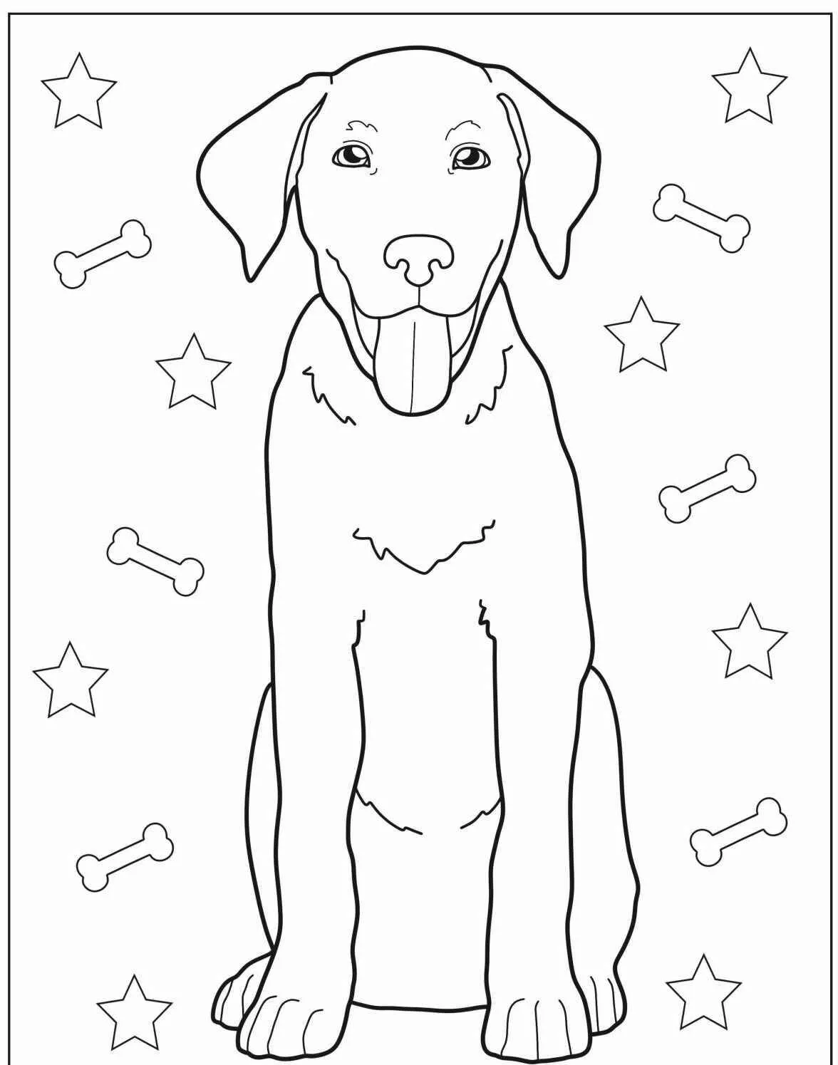 Desenho de Cachorro Labrador Fofo para Colorir