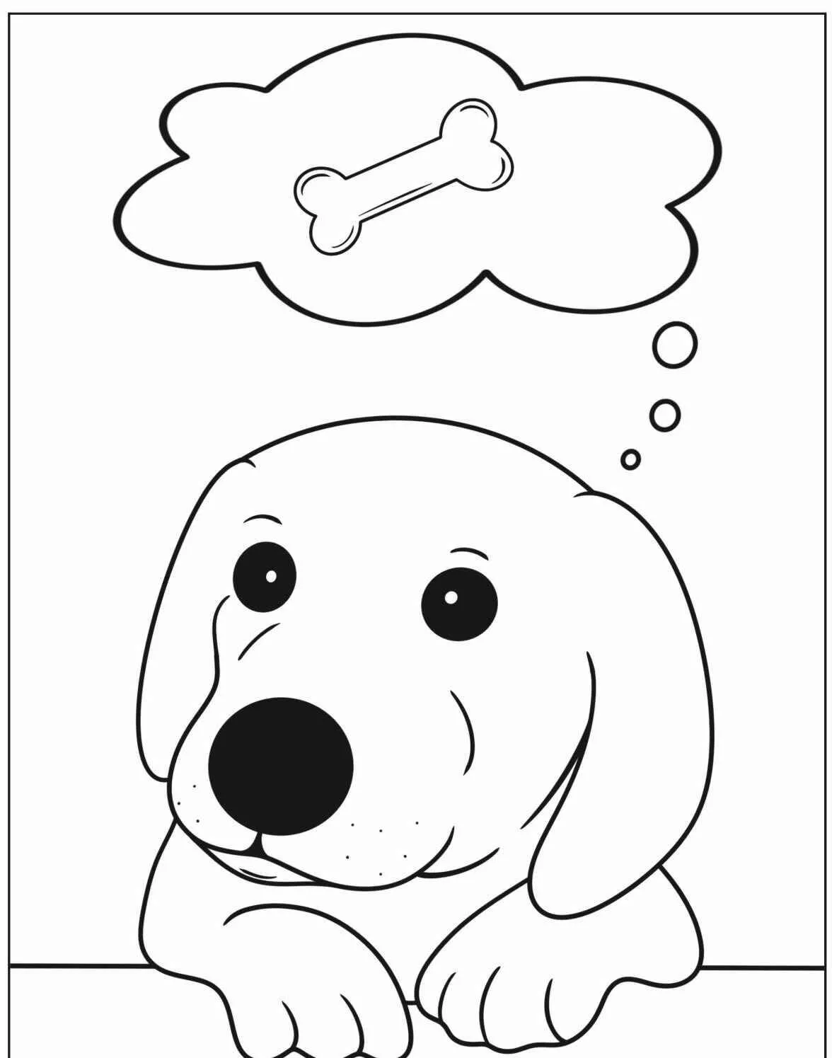 Desenho de Cachorro Fofo com Osso para Colorir
