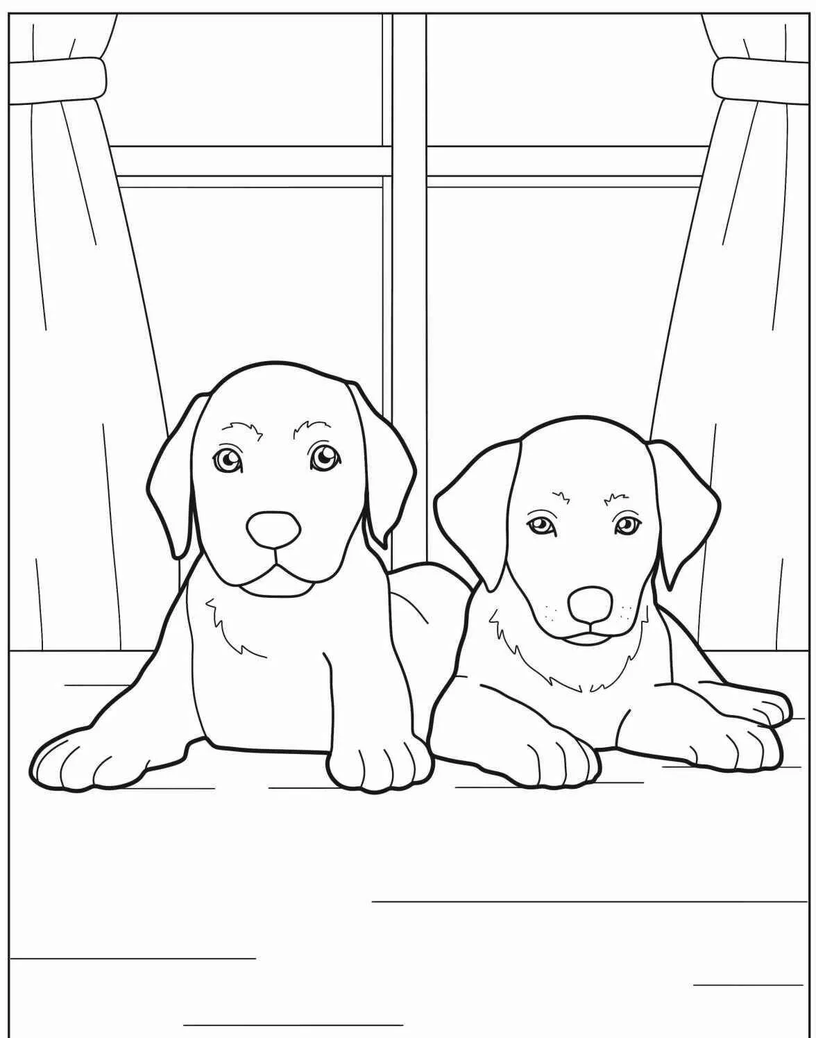 Desenho de Cachorros Fofo para Colorir