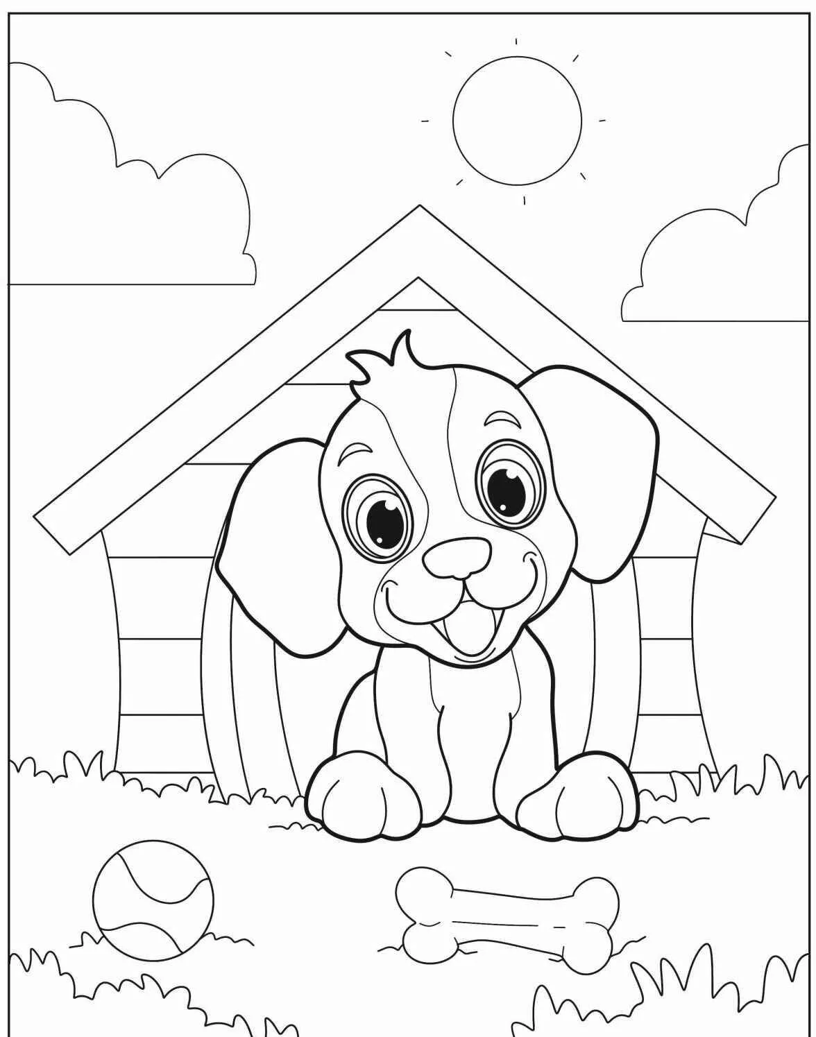 Desenho de Cachorrinho Fofo para Colorir