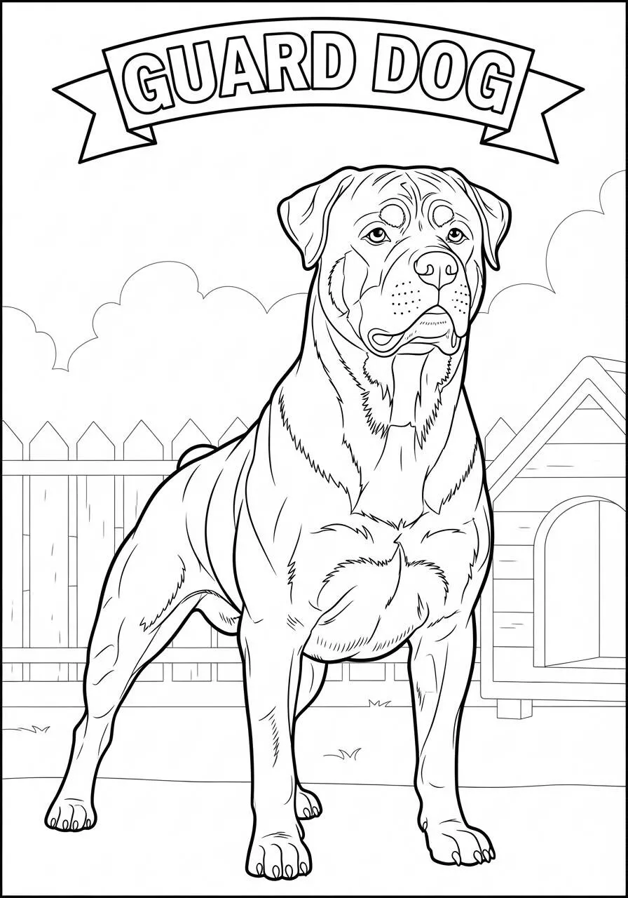 Desenho de Cachorro Rottweiler para Colorir