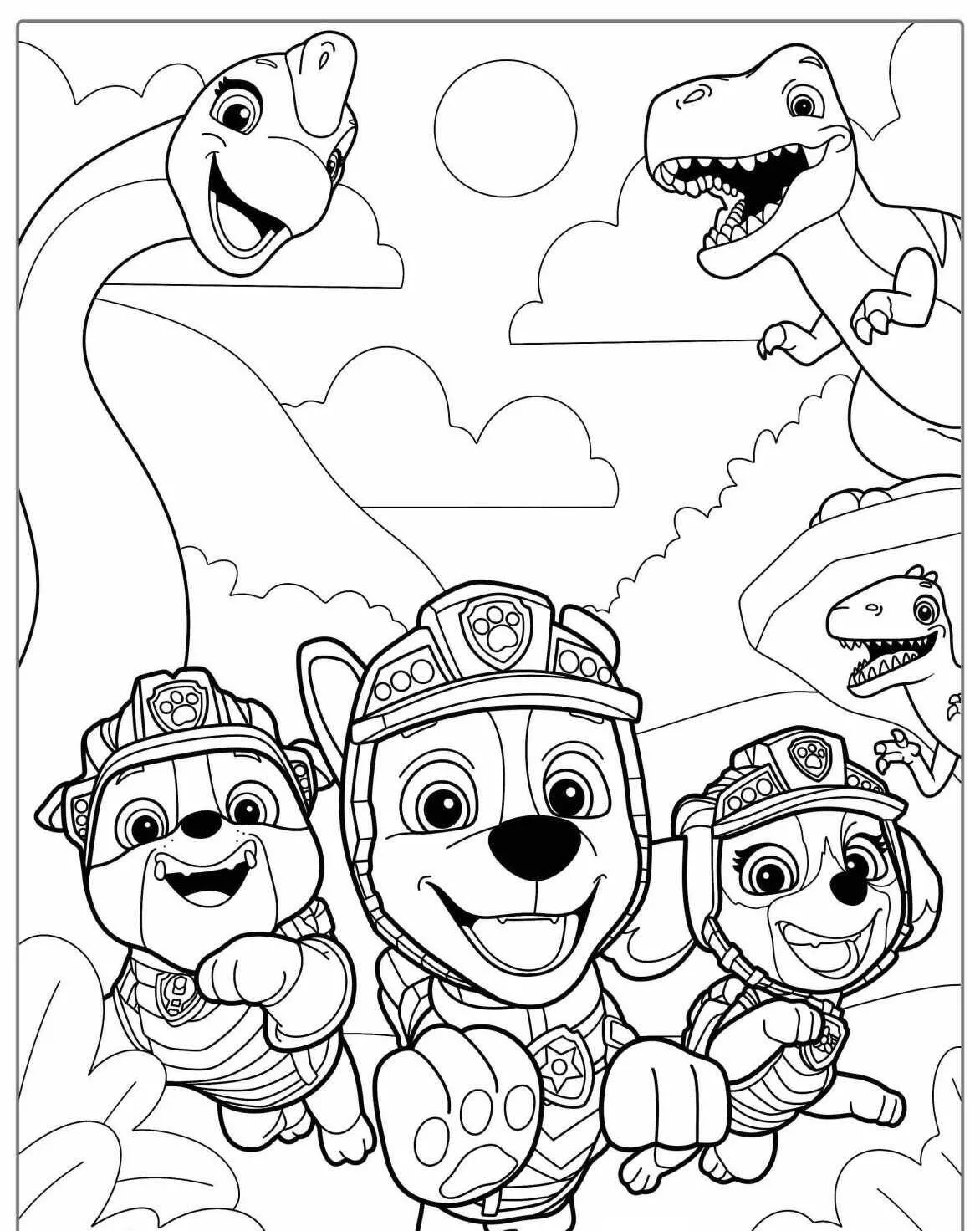 Desenho de Patrulha Canina em Aventura Pré Histórica para Colorir