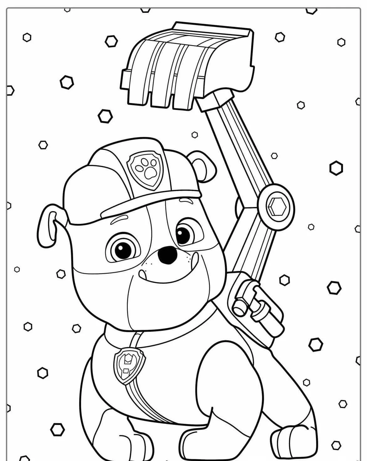 Desenho de Patrulha Canina Rubble para Colorir