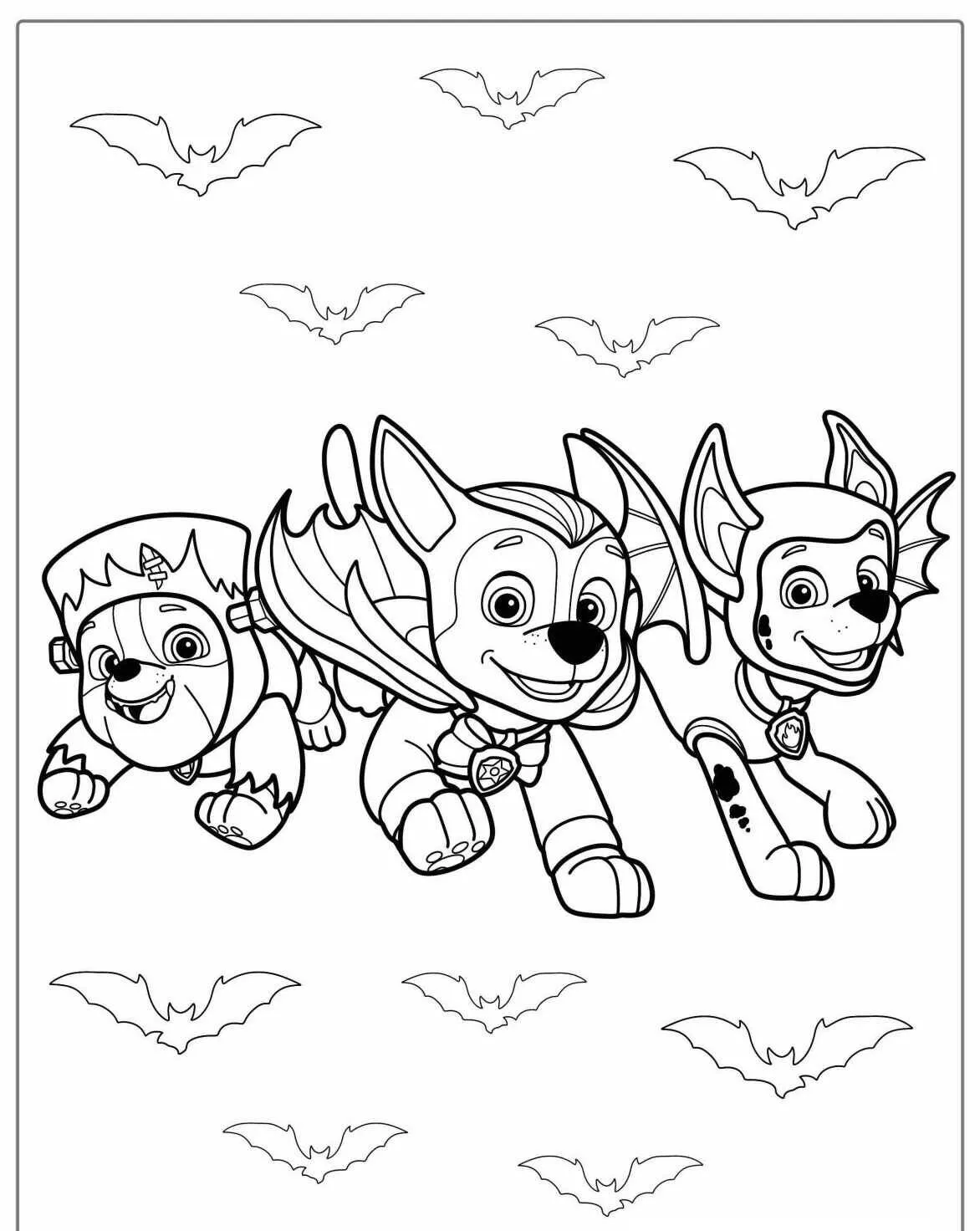 Desenho de Patrulha Canina Fantasmas para Colorir