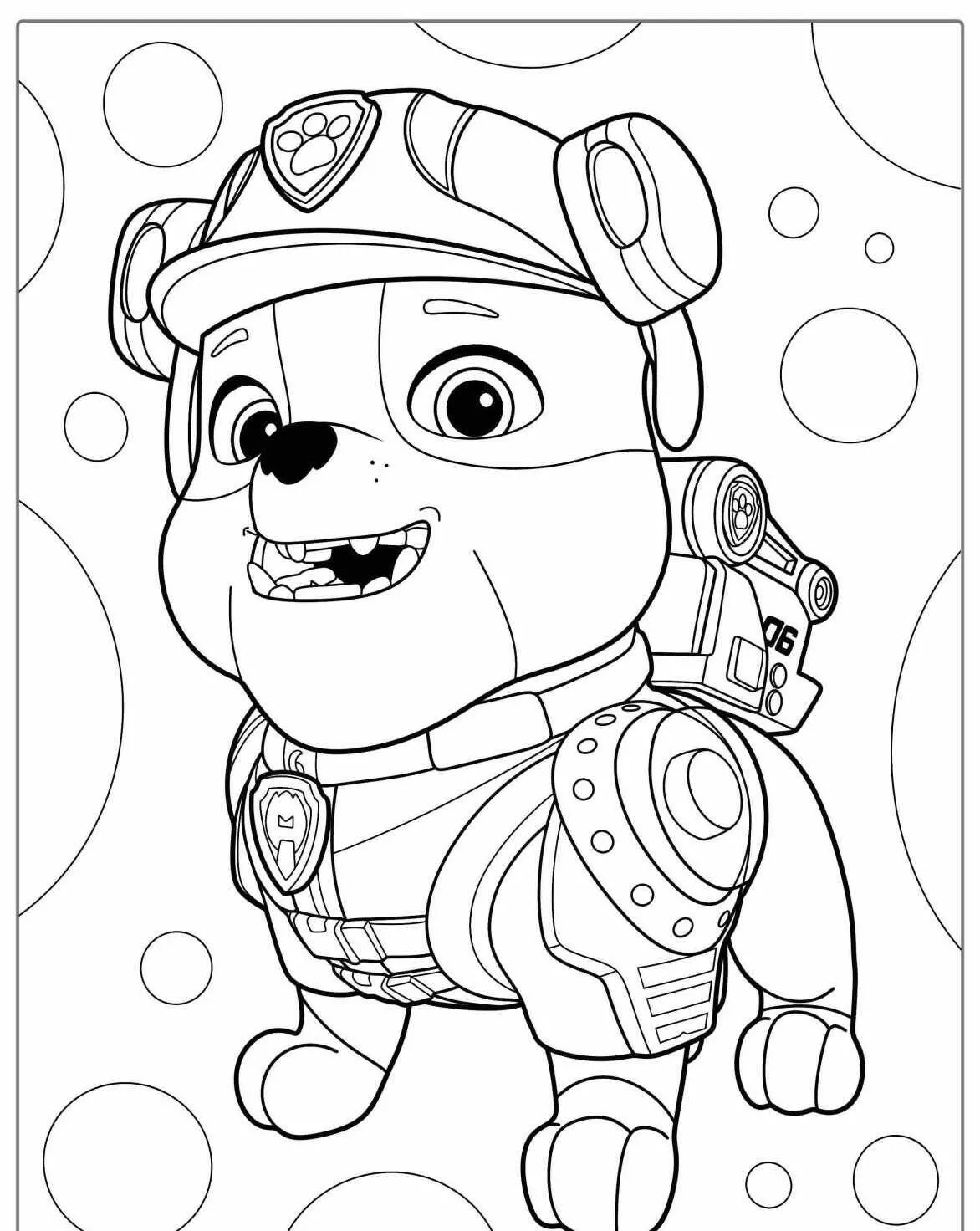 Desenho de Patrulha Canina Rubble para Colorir