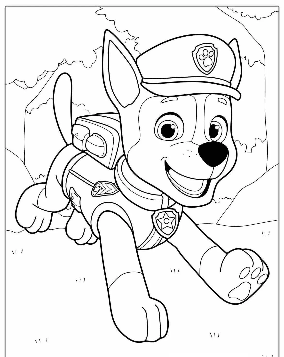 Desenho de Patrulha Canina Chase para Colorir