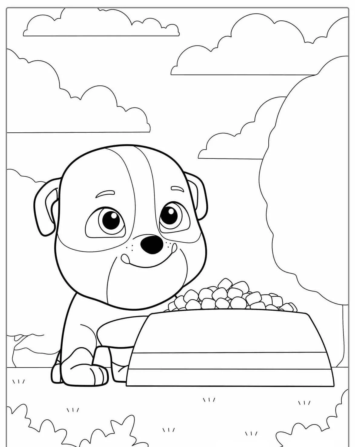 Desenho de Patrulha Canina Rubble para Colorir