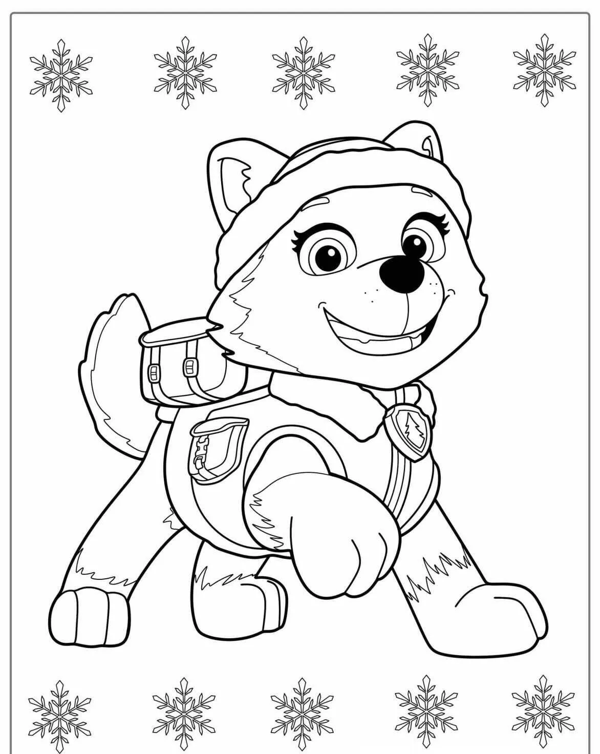 Desenho de Patrulha Canina com Everest para Colorir
