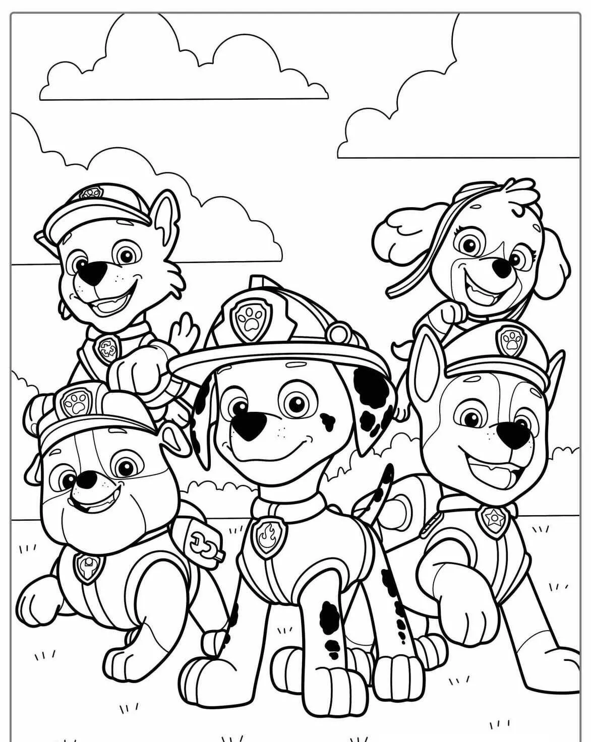 Desenho de Patrulha Canina em Aventura para Colorir