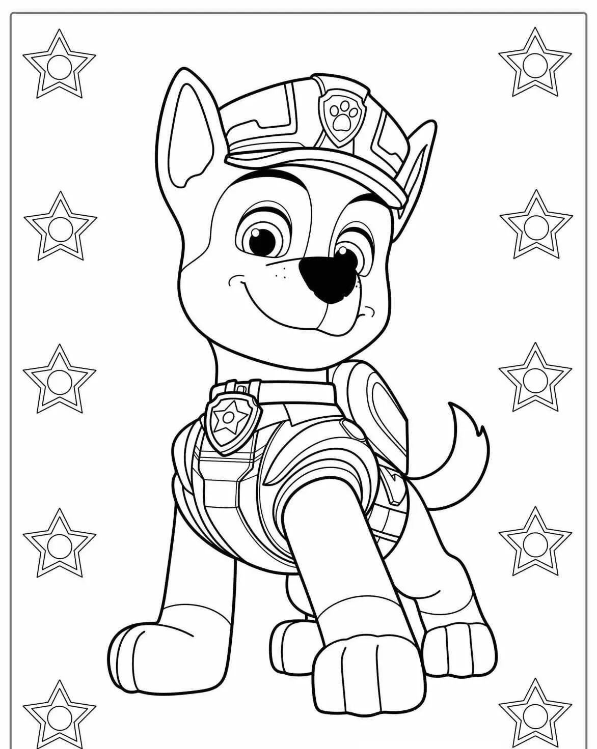 Desenho de Patrulha Canina Chase para Colorir