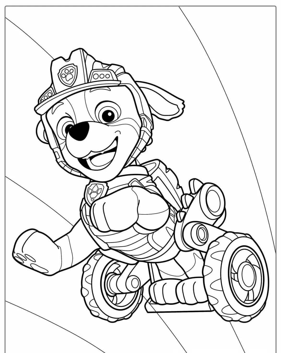 Desenho de Patrulha Canina Chase em Ação para Colorir