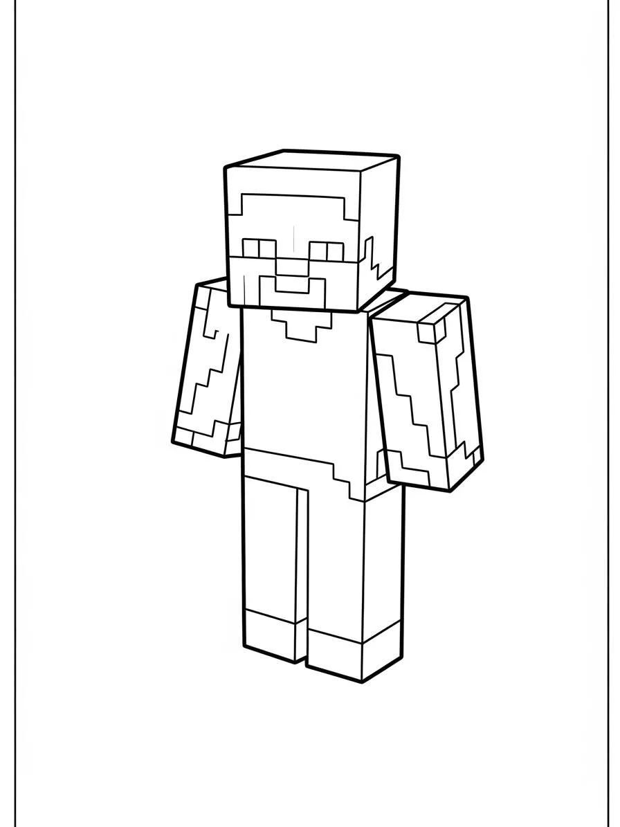 Desenho de Minecraft do Steve com Armadura para Colorir