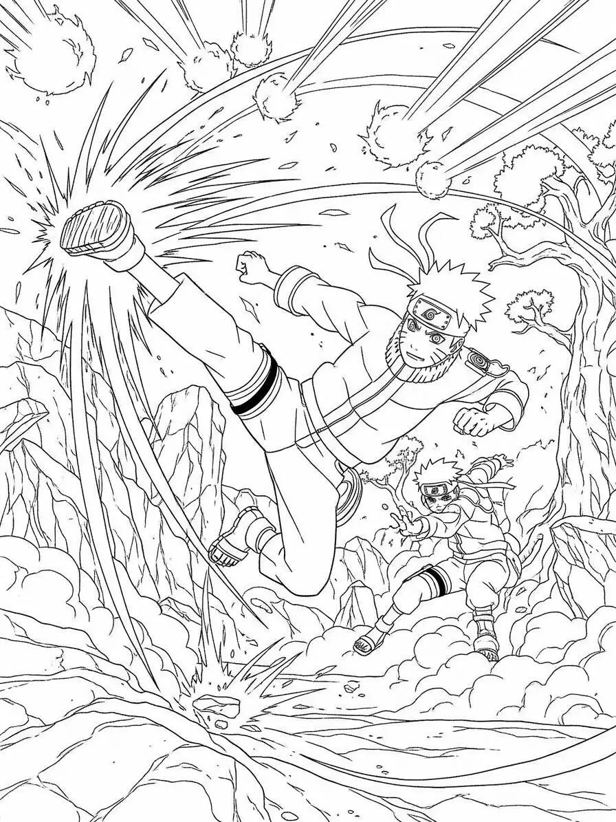 Desenho de Naruto em Ação para Colorir