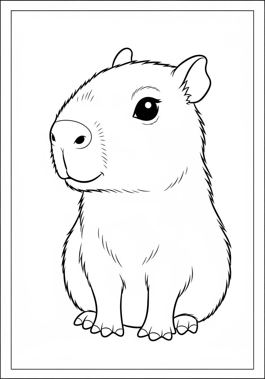 Desenho de Capivara Fofa para Colorir