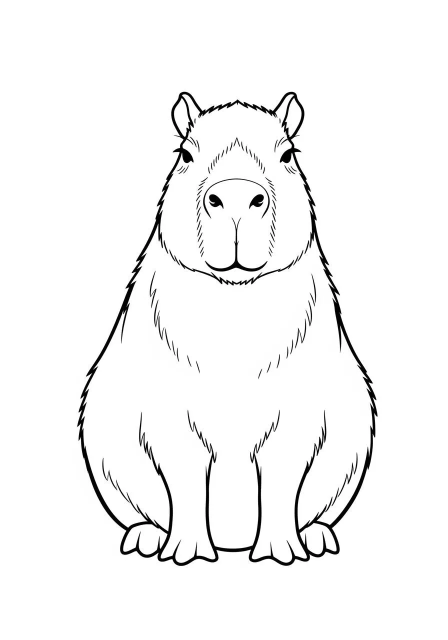 Desenho de Capivara Fofa para Colorir