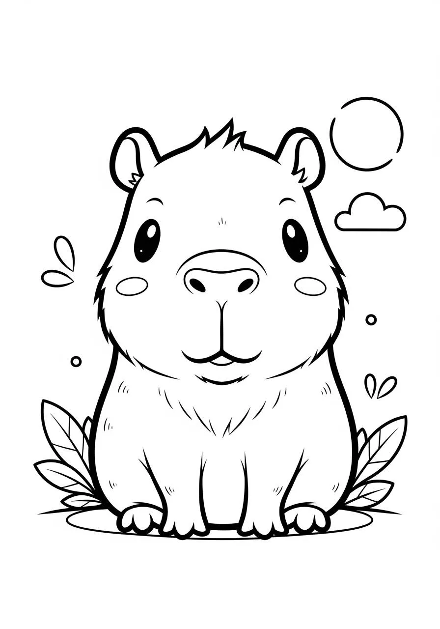 Desenho de Capivara Fofa para Colorir