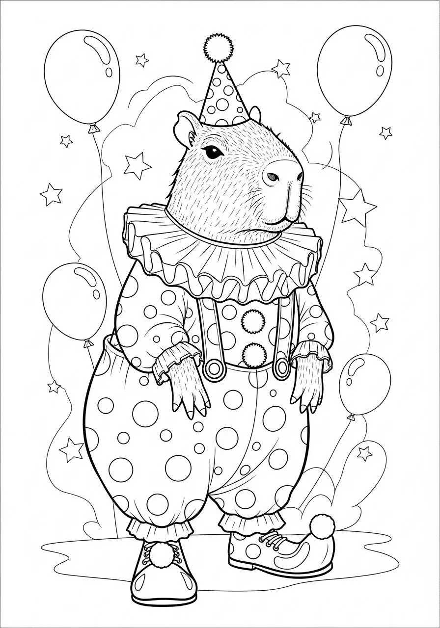 Desenho de Capivara Palhaço para Colorir
