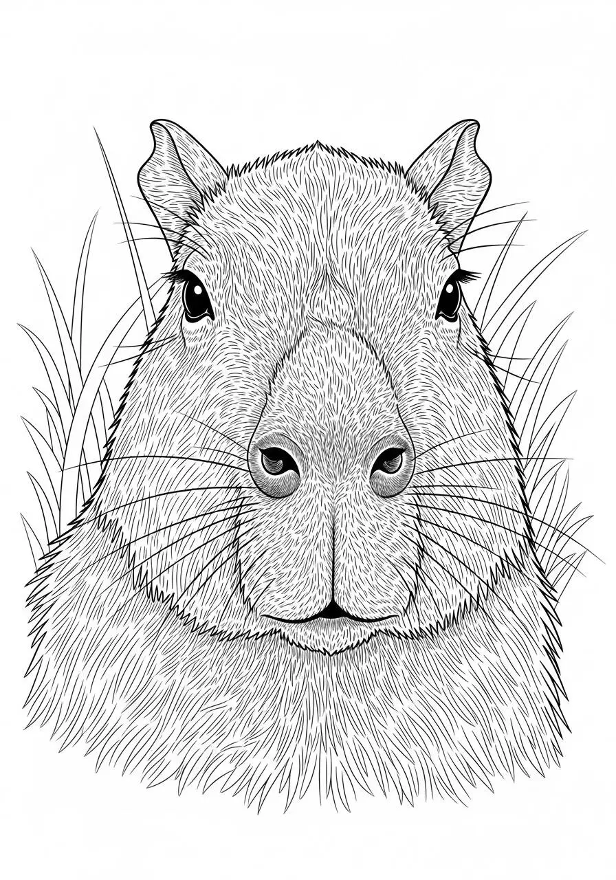 Desenho de Capivara Fofa para Colorir