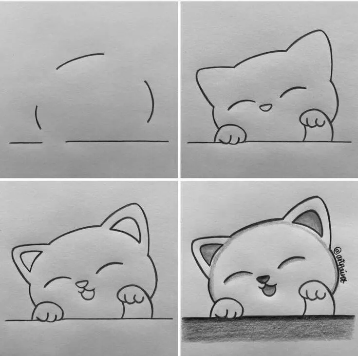 Ideia de Desenho para Desenhar: Como Desenhar um Gato Fofo Fácil