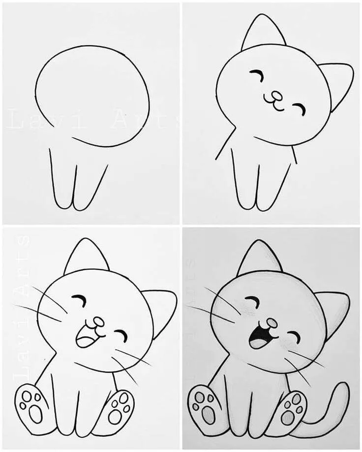 Ideia de Desenho para Desenhar: Como Desenhar um Gato Fofo Fácil