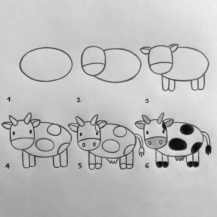 Ideia de Desenho para Desenhar: Como Desenhar uma Vaca Fácil
