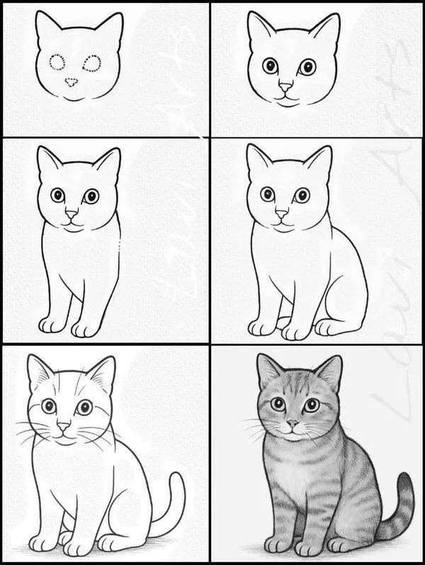 Ideia de Desenho para Desenhar: Como Desenhar um Gato Fácil