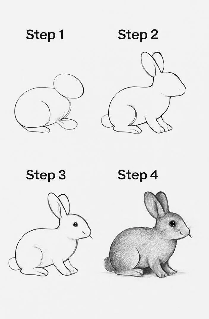 Ideia de Desenho para Desenhar: Como Desenhar um Coelho Fácil