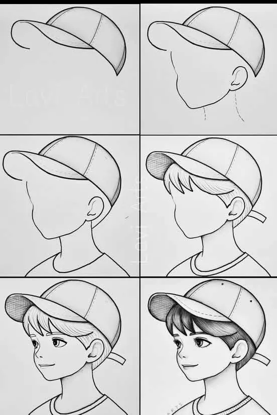 Ideia de Desenho para Desenhar: Como Desenhar um Menino com Boné Fácil