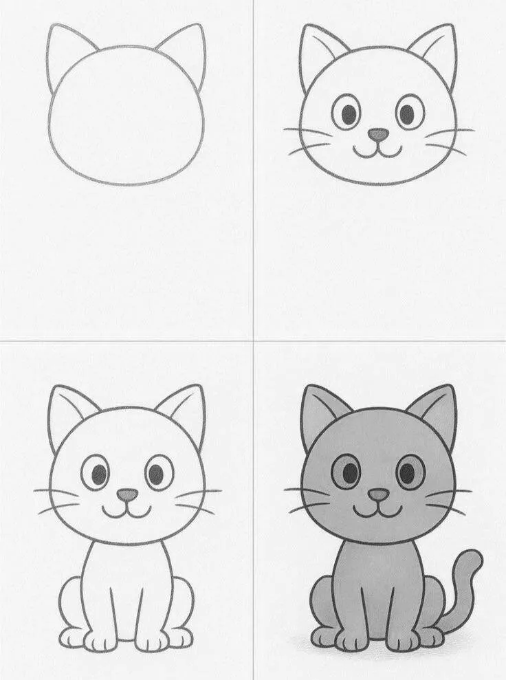 Ideia de Desenho para Desenhar: Como Desenhar um Gato Fácil