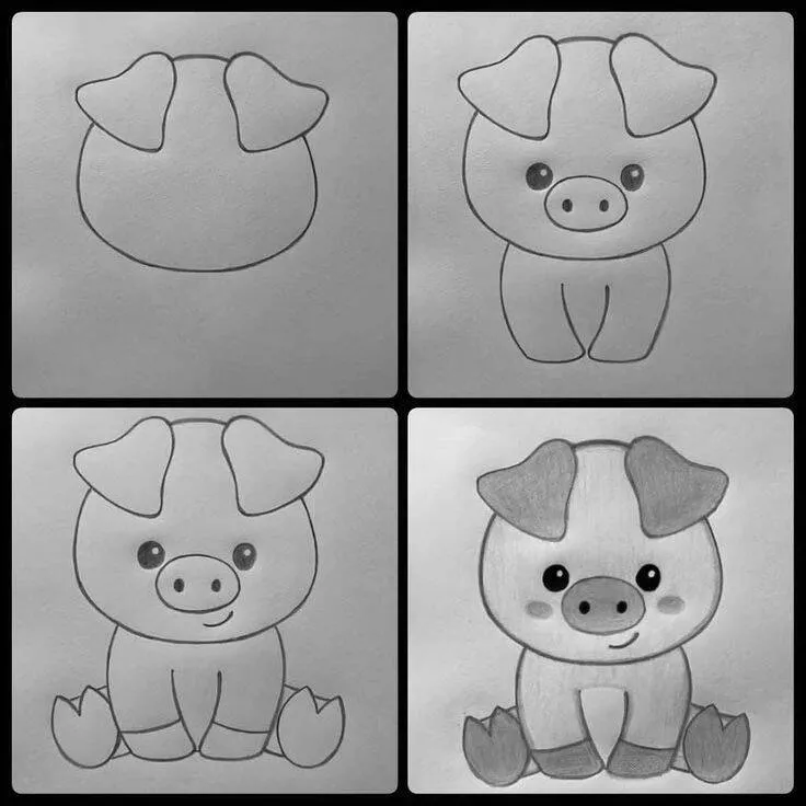 Ideia de Desenho para Desenhar: Como Desenhar um Porquinho Fácil