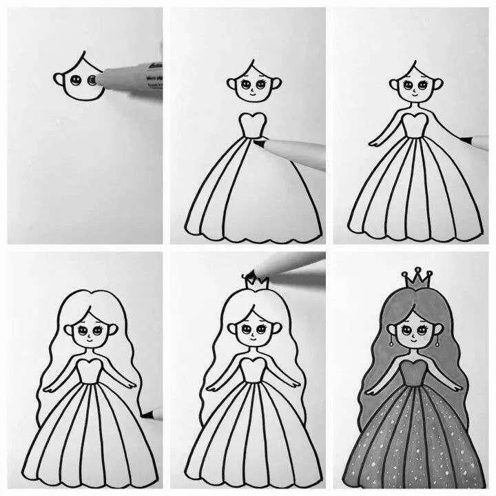 Ideia de Desenho para Desenhar: Como Desenhar uma Princesa Fácil