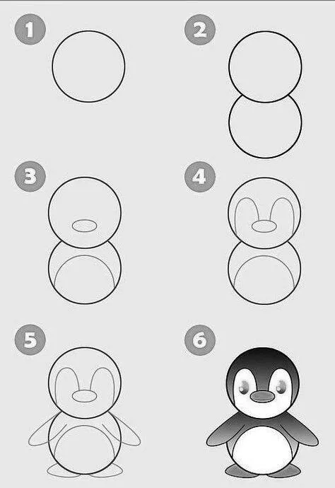 Ideia de Desenho para Desenhar: Como Desenhar um Pinguim Fácil