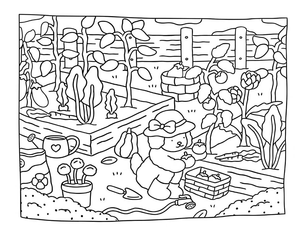 Coisas para Desenhar: Desenho de um Urso Fofinho no Jardim