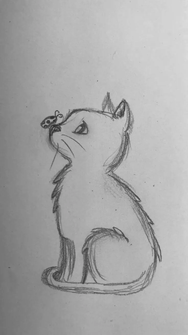 Coisas para Desenhar: Desenho de um Gatinho com Borboleta
