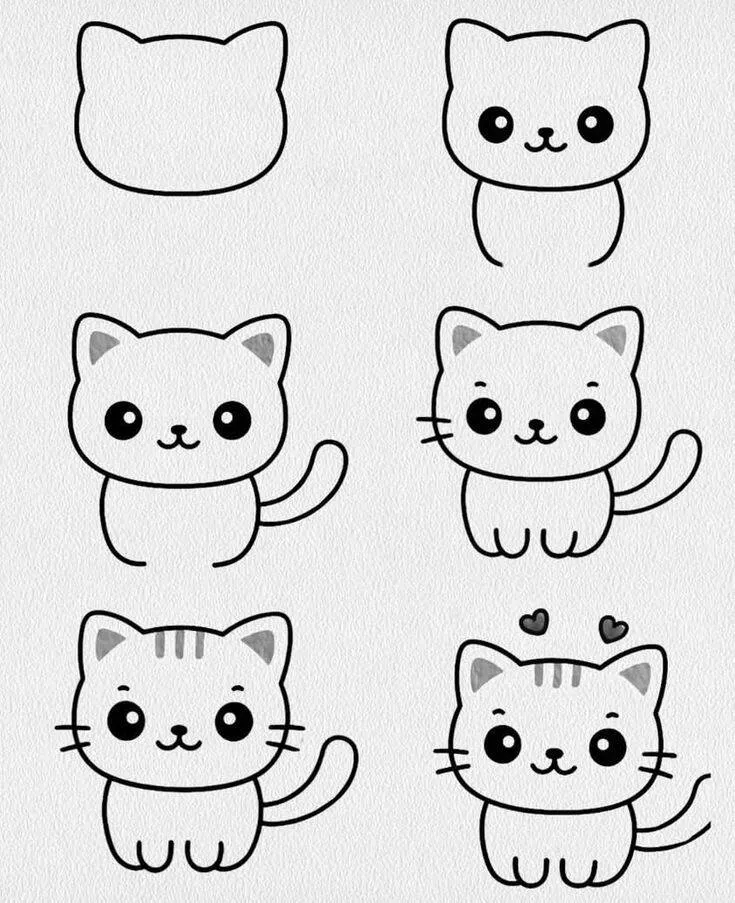 Ideia de Desenho para Desenhar: Como Desenhar um Gato Fofo Fácil