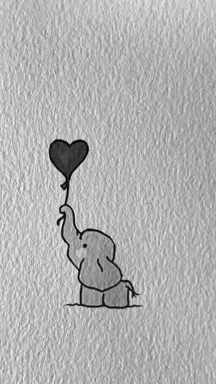 Coisas para Desenhar: Desenho de um Elefante Fofo com Balão em Coração
