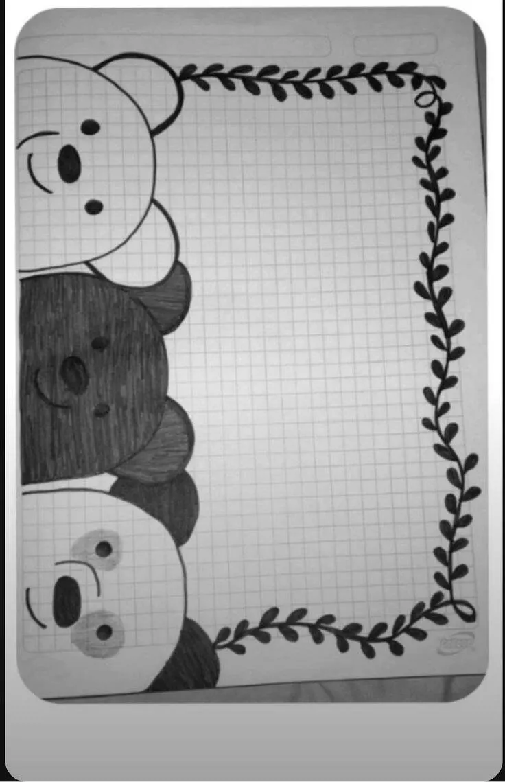 Coisas para Desenhar: Desenho de Ursinhos Fofos com Folhagens