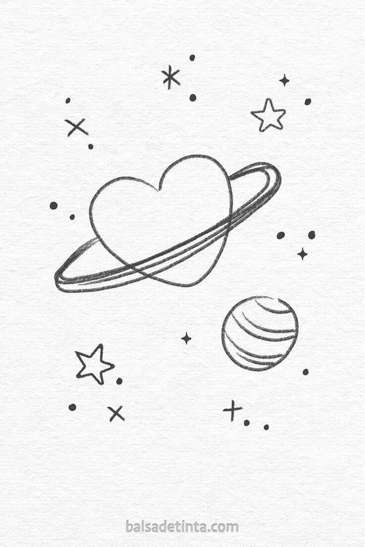 Coisas para Desenhar: Desenho de um Coração com Anéis Planetários