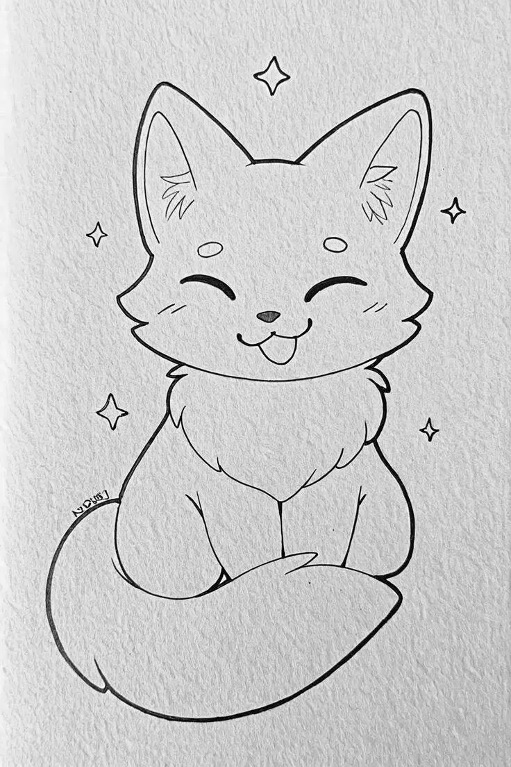 Coisas para Desenhar: Desenho de um Lobo Kawaii