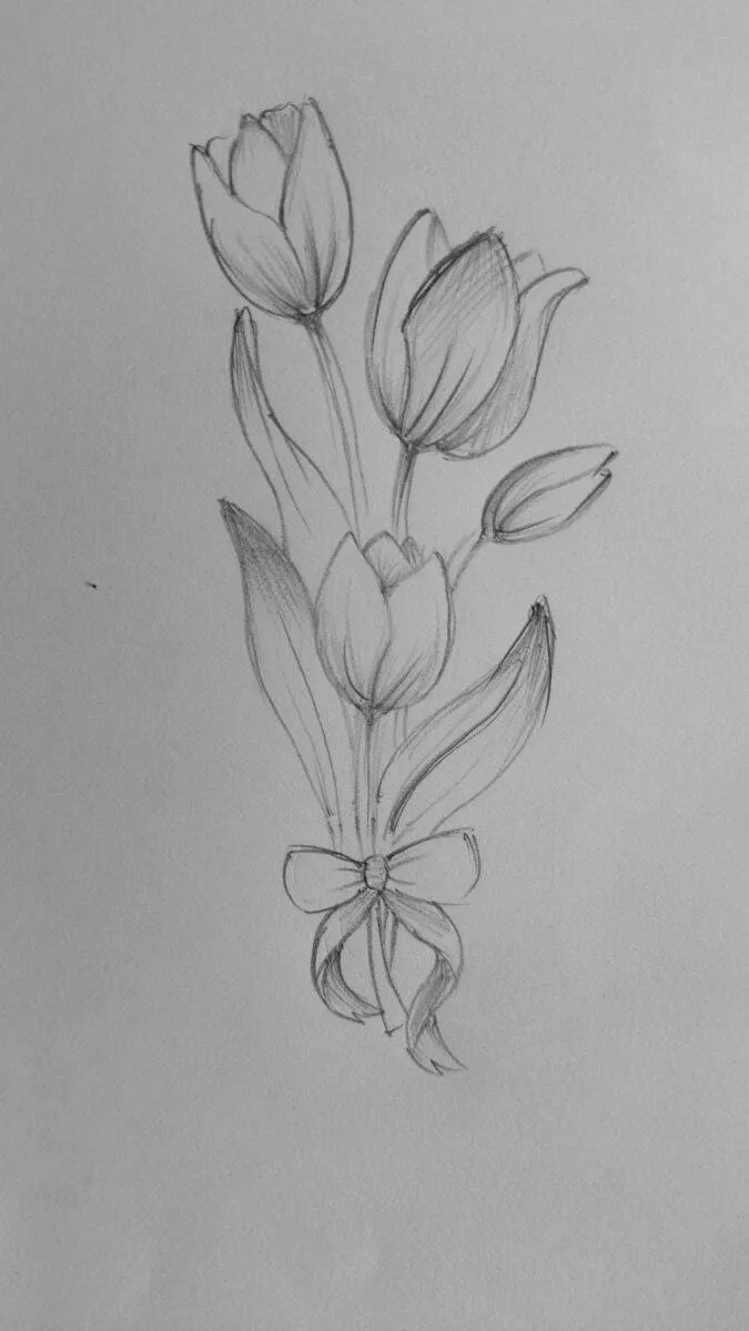Dinge zum Zeichnen: Blumen mit einer Schleife zeichnen